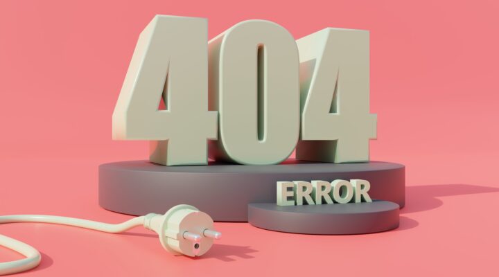 404 ERROR. Website Page not found Sign, Webpage connection fail. 3d render