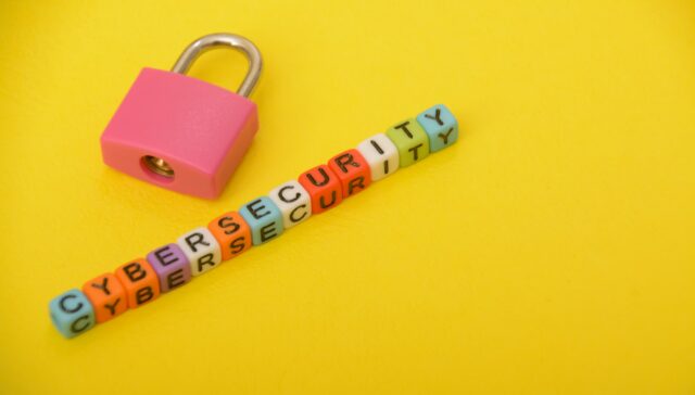 Close-up shots of creatively arranged letters forming words related to the CYBERSECURITY.